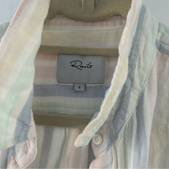RAILS Rainbow Pastel Button down Cotton shirt szS - Picture 3 of 8